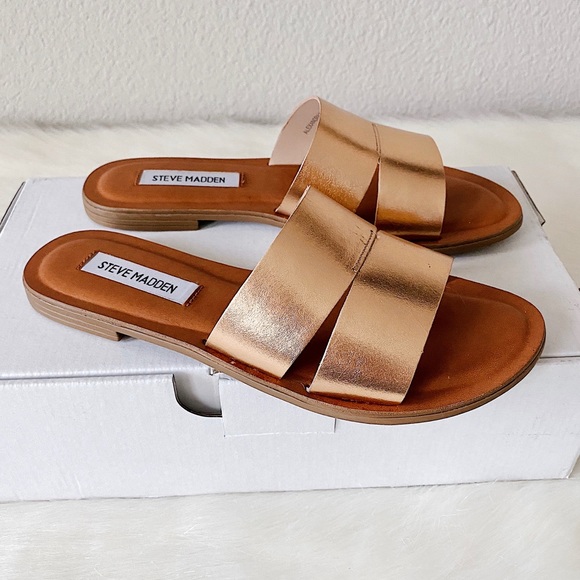 ✨New STEVE MADDEN Alexandra Slides Rose Gold - Picture 2 of 8